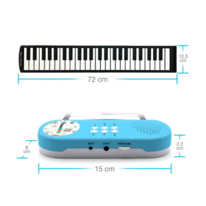 INTRUMENTOS MUSICALES Flexible Roll-Up Educational Piano Keyboard Teclado de piano educativo enrollable flexible de 49 teclas para niños Picasso Tiles PT49-BLU/WHT